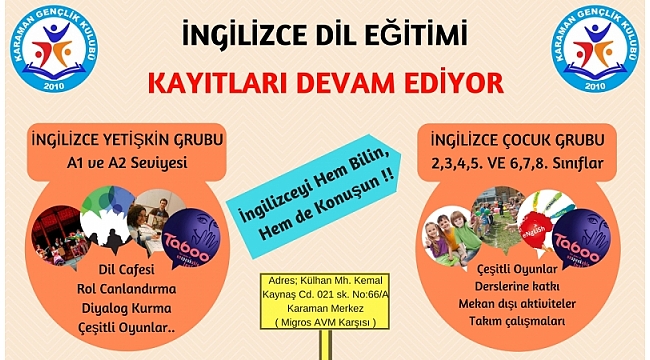 GENÇLİK KULÜBÜ DİL EĞİTİMİ KAYITLARI DEVAM EDİYOR