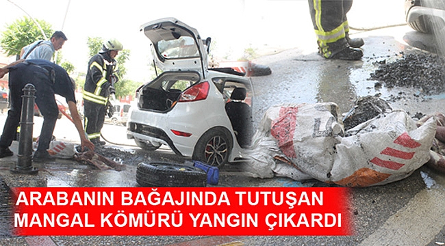 ARABANIN BAĞAJINDA TUTUŞAN MANGAL KÖMÜRÜ YANGIN ÇIKARDI