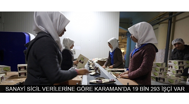 SANAYİ SİCİL VERİLERİNE GÖRE KARAMAN’DA 19 BİN 293 İŞÇİ VAR