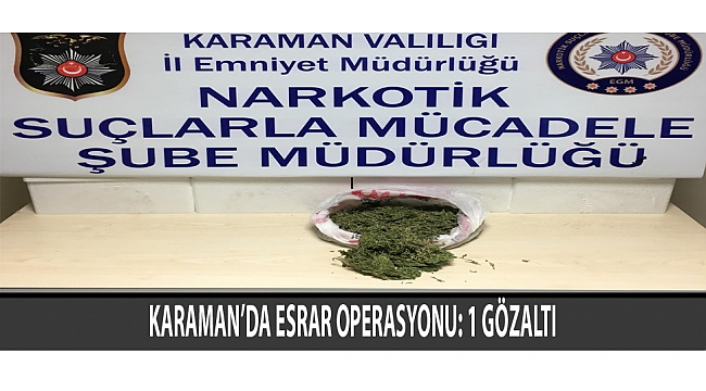 KARAMAN’DA ESRAR OPERASYONU: 1 GÖZALTI