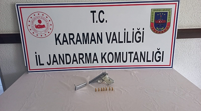 Karaman'da Ruhsatsız Tabanca Ele Geçirildi