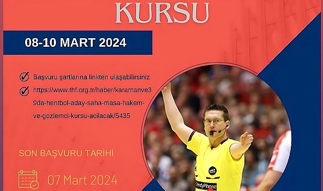Karaman'da Hentbol Aday (Saha-Masa) Hakem Ve Gözlemci Kursu Açılacak