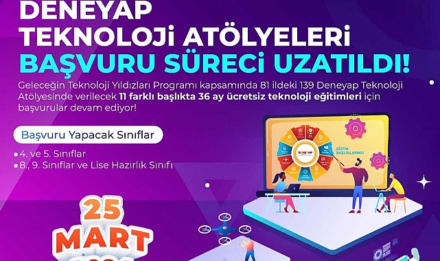 Deneyap Atölyeleri İçin Son Başvuru 25 Mart