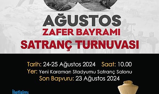 Zafer Bayramı Satranç Turnuvası Düzenlenecek