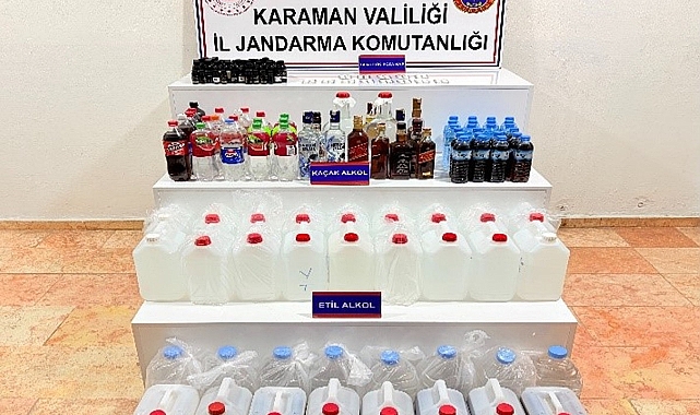 Karaman'da Yüzlerce Litre Kaçak Alkol Ele Geçirildi
